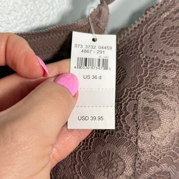 Aerie Brooke Plunge Bra 36D Brown Lace NWT Underwire Push Up Sexy Supportive - Picture 4 of 7